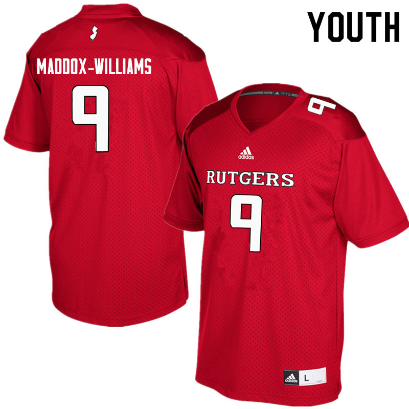 Youth #9 Tyreek Maddox-Williams Rutgers Scarlet Knights College Football Jerseys Sale-Red - Click Image to Close